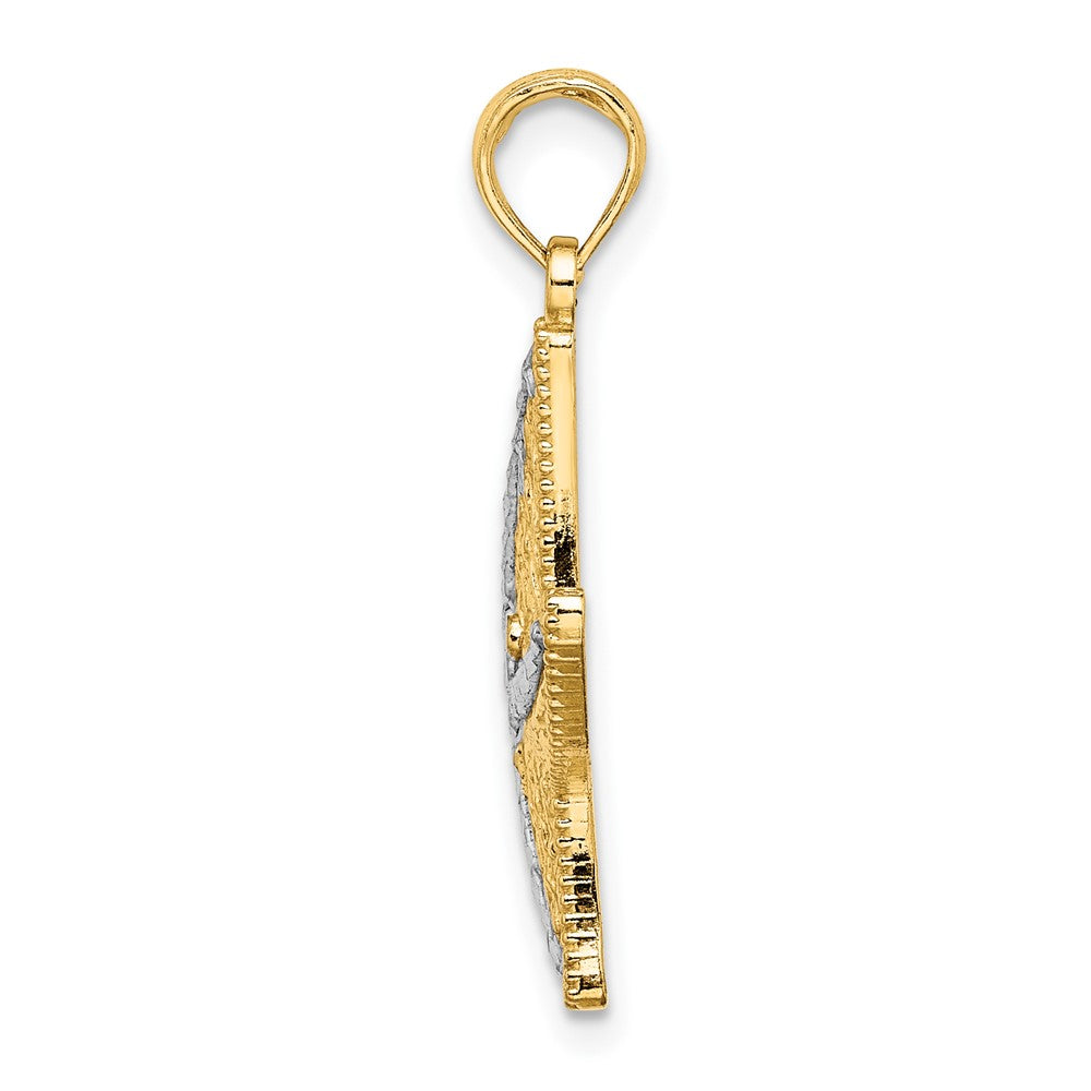 10K and White Rhodium Diamond-cut Small Starfish Charm