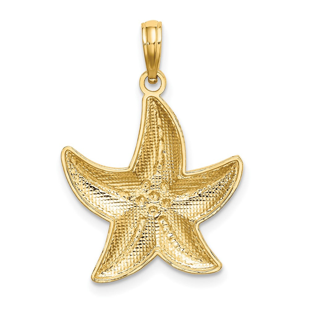 10K and White Rhodium Diamond-cut Small Starfish Charm