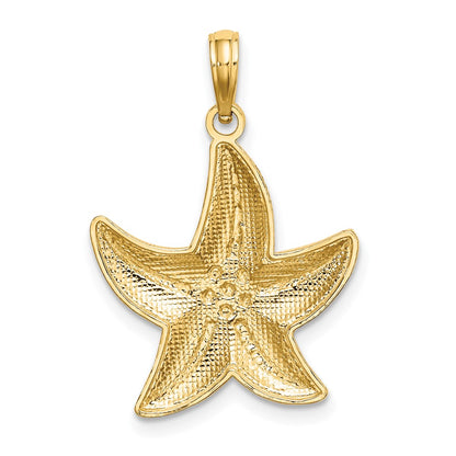 10K and White Rhodium Diamond-cut Small Starfish Charm