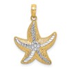 10K and White Rhodium Diamond-cut Small Starfish Charm