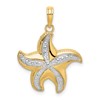 10K and White Rhodium Diamond-cut Polished Starfish Charm
