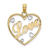 10k and White Rhodium LOVE with Hearts Pendant