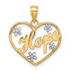 10k and White Rhodium HOPE In Heart with Flowers Charm