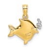10k and White Rhodium 2-D Tropical Fish with Bubbles Charm