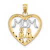 10K and White Rhodium Heart With 2 Kids MOM Charm