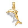 10K with White Rhodium 2-D Polished Two Dolphins Charm