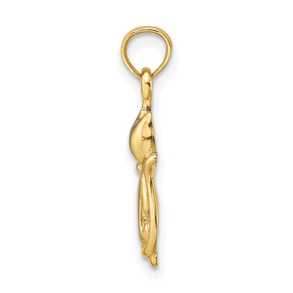 10K and White Rhodium Polished Cat and Kitten Charm