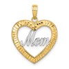 10K and White Rhodium Diamond-cut Heart Frame MOM Charm