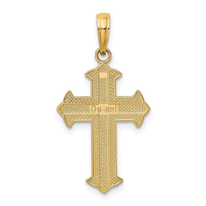 10K and White Rhodium Diamond-cut Cross Pendant