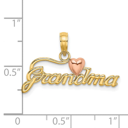 10k Two-Tone GRANDMA with Heart Charm