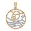 10k and White Rhodium Sun / Hearts / Water in Circle Charm