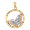 10K Two-tone and White Rhodium Butterfly in Circle Charm