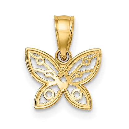 10k and White Rhodium Mini Diamond-cut Butterfly Charm