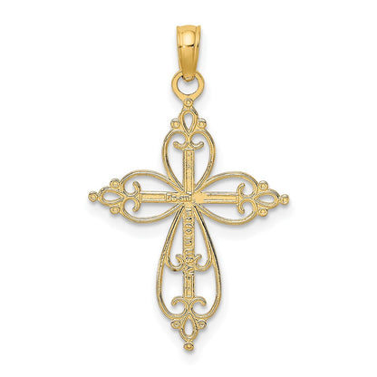10K with White Rhodium Beaded Cross Charm