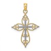 10K W/ Rhodium Beaded Cross Charm