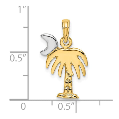 10K and White Rhodium Polished Charleston Palm Tree Charm