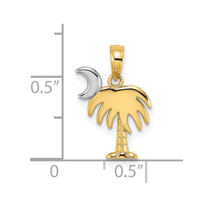 10K and White Rhodium Charleston Palm Tree Charm