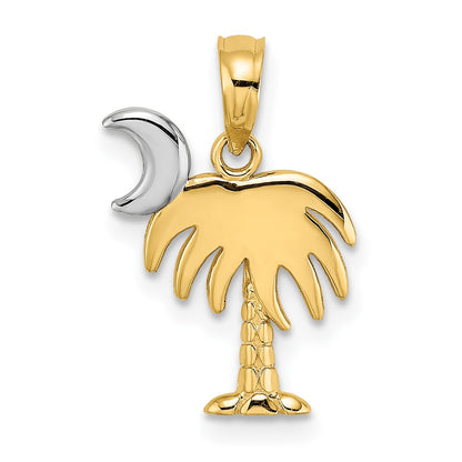 10K and White Rhodium Charleston Palm Tree Charm