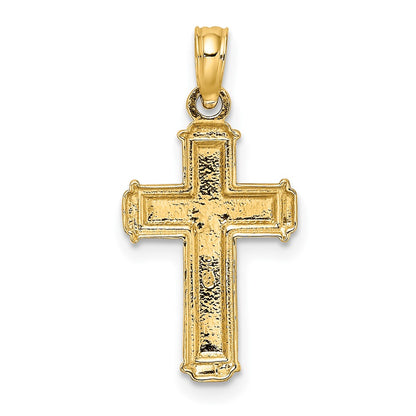 10K and White Rhodium Polished Block Crucifix INRI Charm