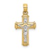 10K and White Rhodium Polished Block Crucifix INRI Charm