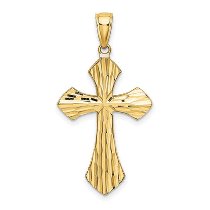 10K and White Rhodium Diamond-cut Reversible Cross Charm