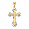 10K and White Rhodium Diamond-cut Reversible Cross Charm