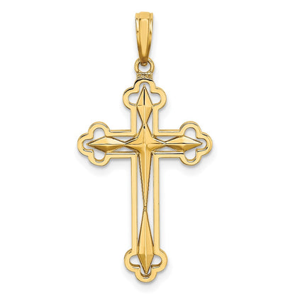 10K and White Rhodium Diamond-cut Reversible Cross Charm