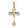 10K and White Rhodium Diamond-cut Reversible Cross Charm
