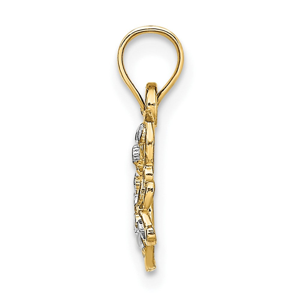 10k and White Rhodium Diamond-cut Butterfly Charm