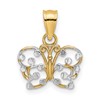 10k and White Rhodium Diamond-cut Butterfly Charm