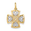 10K and White Rhodium Hearts Diamond-cut Maltese Cross Charm