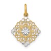 10K and White Rhodium Diamond-cut Filigree Medallion Charm