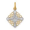 10K w/Rhodium and  D/C Filigree Medallion Charm