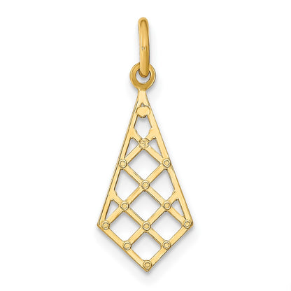 10K and White Rhodium Diamond-cut Small Criss-Cross Charm