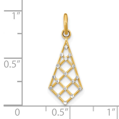 10K and White Rhodium Diamond-cut Small Criss-Cross Charm