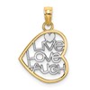 10K and White Rhodium LIVE LOVE LAUGH In Heart Charm