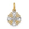 10K and White Rhodium Small Center Flower/Cross and Heart Charm
