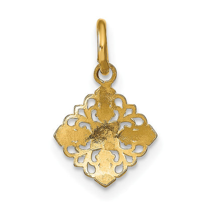 10K and White Rhodium Mini Cross Medallion Charm
