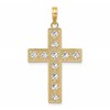 10K and White Rhodium Diamond-cut and Cut-Out Cross Charm