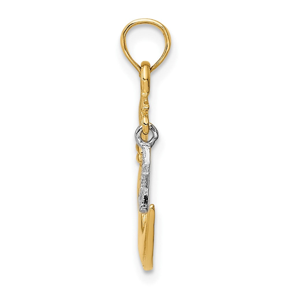 10K Two-Tone Open-Backed Half Moon and Dangling Star Pendant