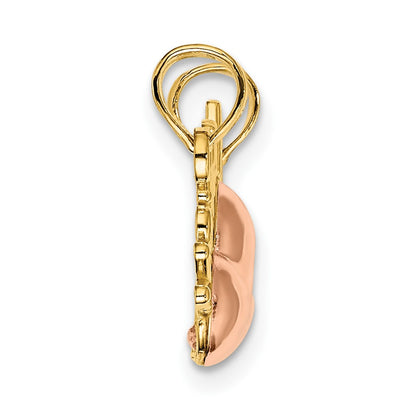 10k Two-Tone MOTHER and DAUGHTER 2-Piece Break-Apart Hearts Charm