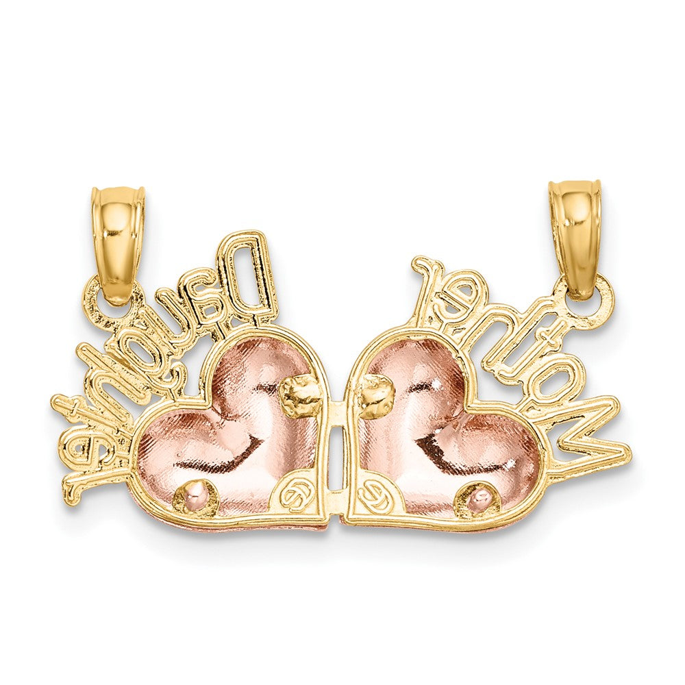 10k Two-Tone MOTHER and DAUGHTER 2-Piece Break-Apart Hearts Charm