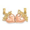 10k Two-Tone MOTHER and DAUGHTER 2-Piece Break-Apart Hearts Charm