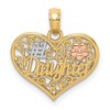 10K Two-tone and White Rhodium #1 DAUGHTER In Heart Charm