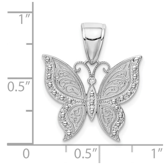 10K White Gold Butterfly Pendant