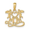 10K Polished MOM with Heart and Angels Pendant