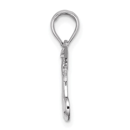 10k White Gold Polished MOM with Heart and Angels Pendant