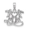 10k White Gold Polished MOM with Heart and Angels Pendant