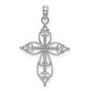 10K White Gold Beaded Cross Charm