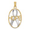 10K and White Rhodium HOPE Awareness Ribbon in Oval Pendant